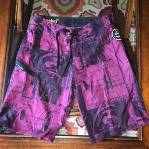 ANALOG swim shorts/side zip pocket/zip fly